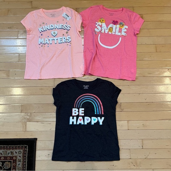 Place Other - Lot of 3 The Children's Place Girls Graphic Tees NWT, Size L 10/12 Kind Smile
